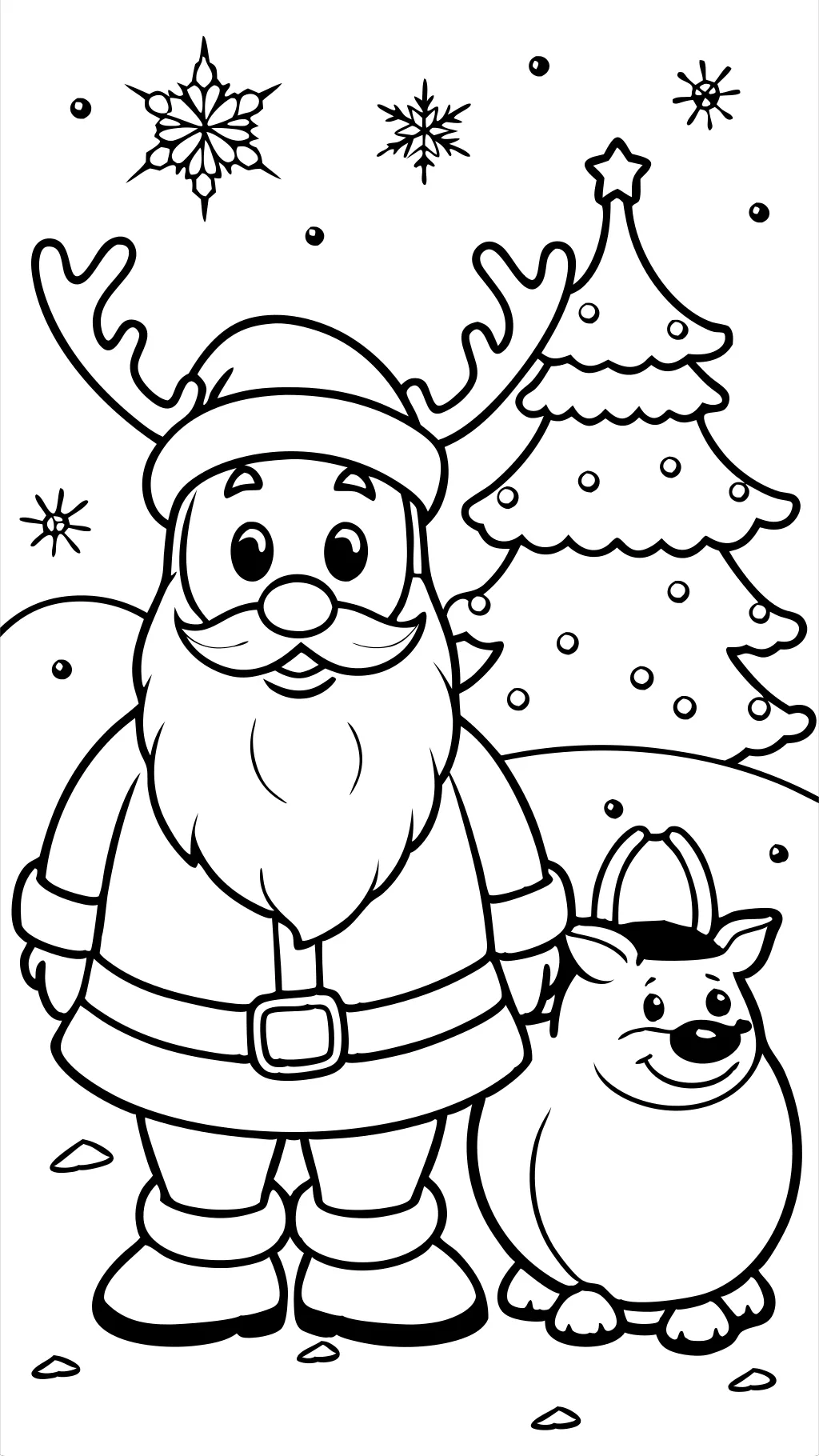 pages à colorier du Père Noël et Rudolph